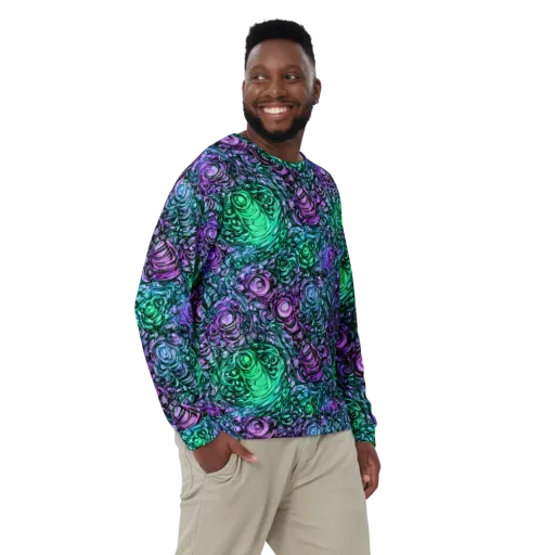 Neon Midnight Garden on a Sweatshirt