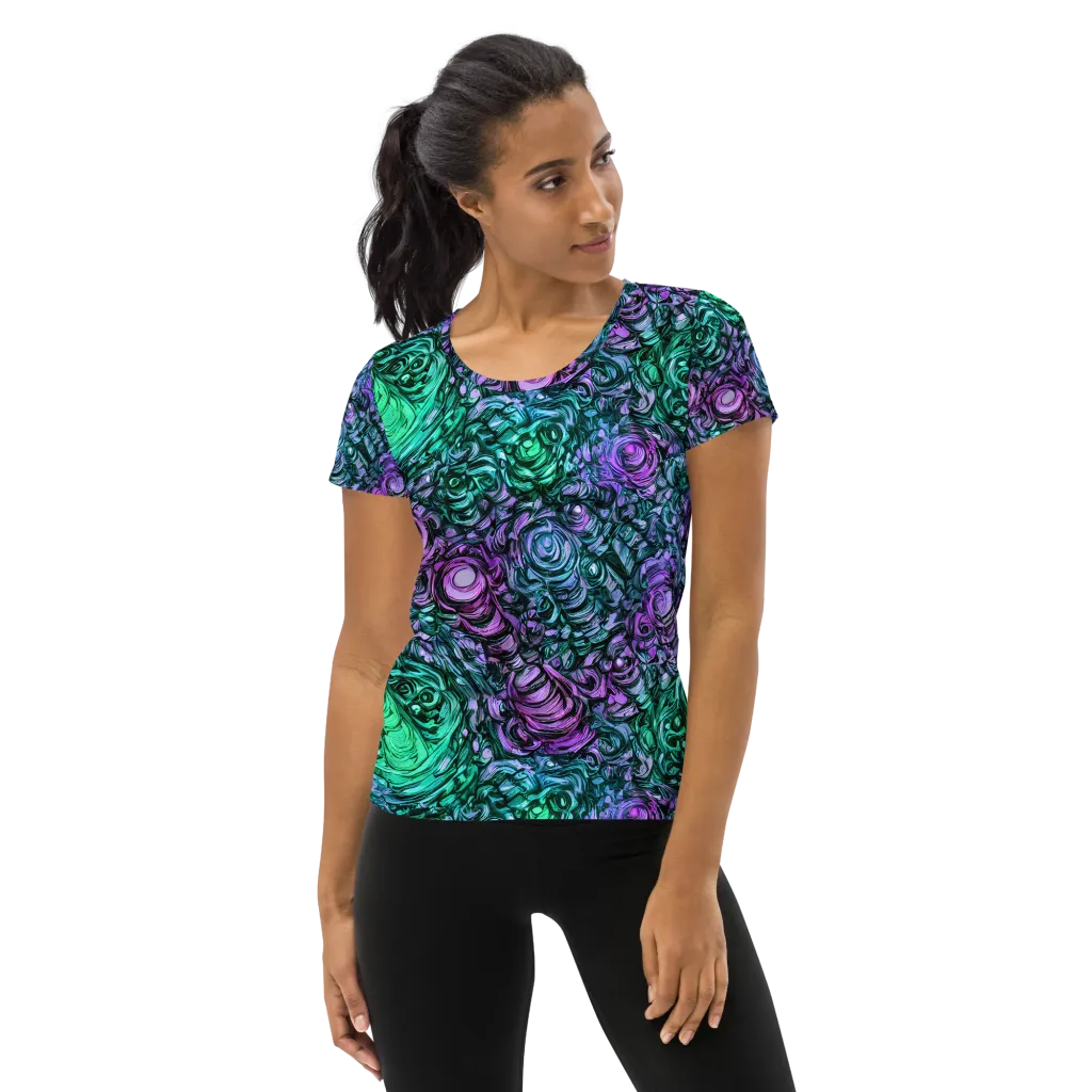 Neon Midnight Garden on Women's Athletic T-Shirt — Front