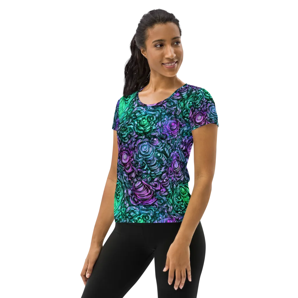 Neon Midnight Garden on Women's Athletic T-Shirt — Left
