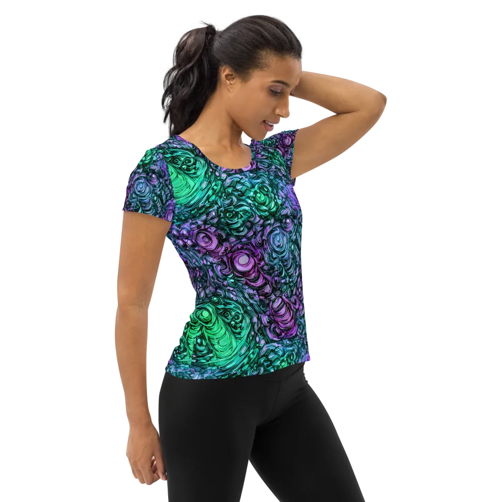 Neon Midnight Garden on Women's Athletic T-Shirt — Right
