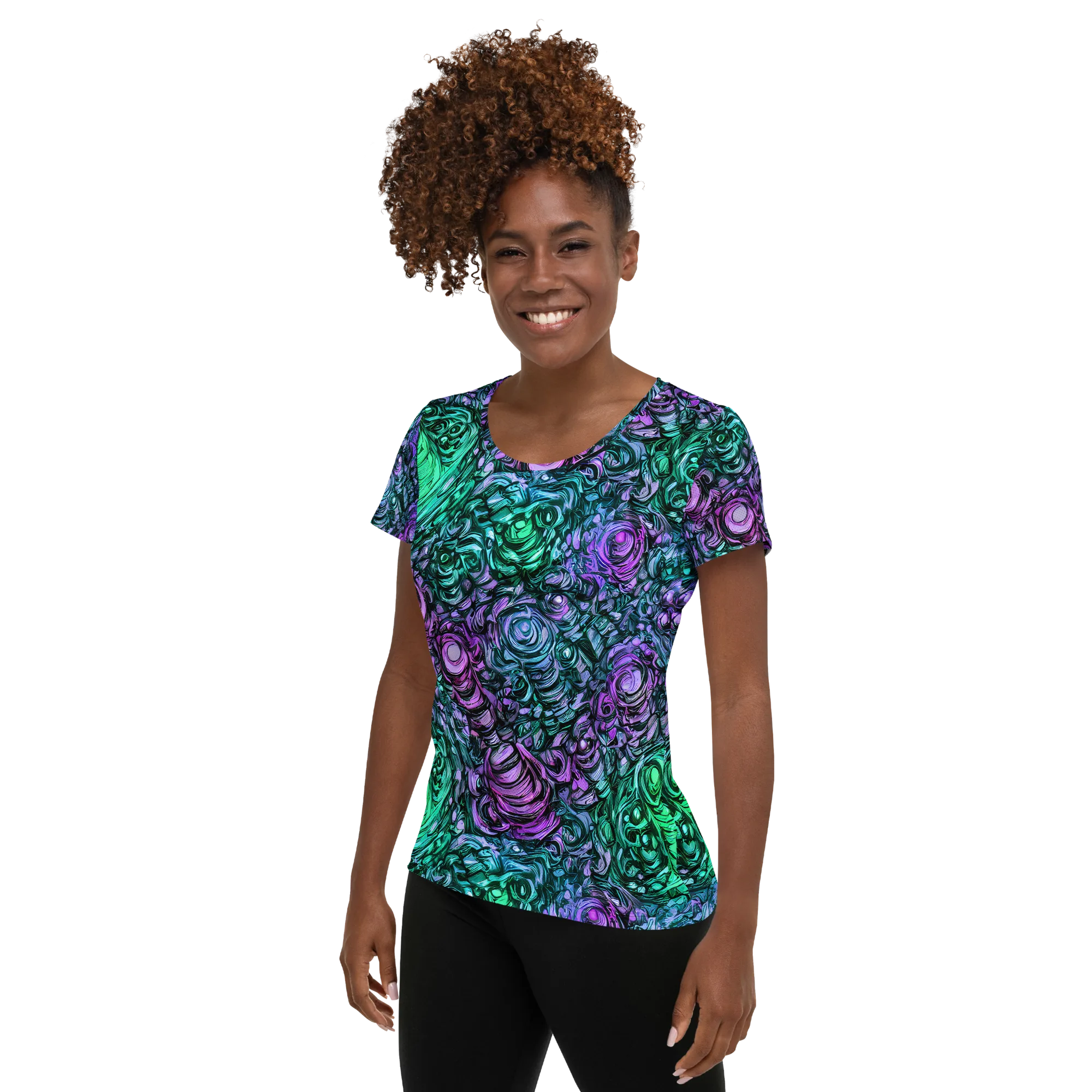 Neon Midnight Garden on Women's Athletic T-Shirt — Left
