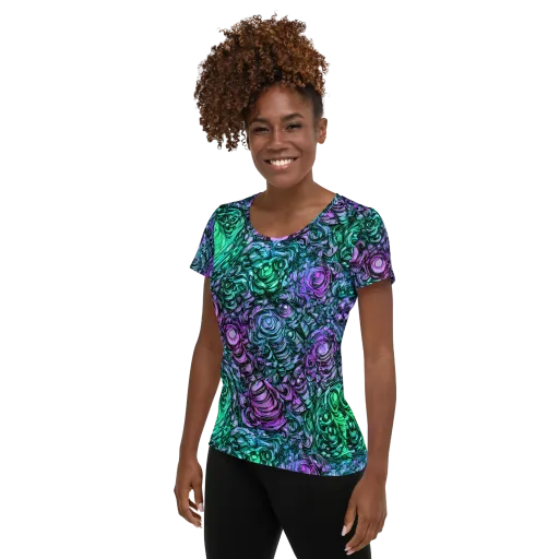 Neon Midnight Garden on a Women's Athletic T-Shirt