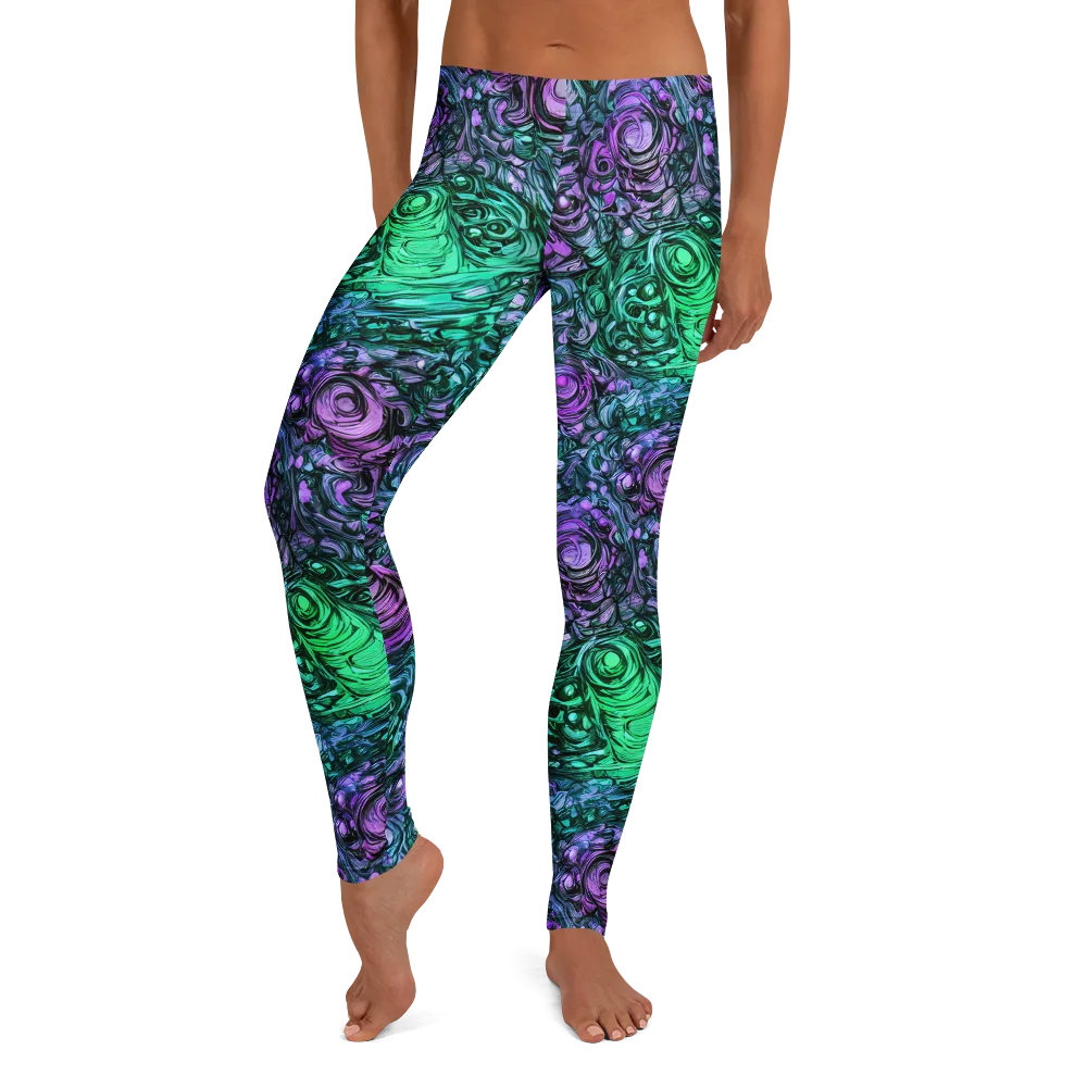 Neon Midnight Garden on Leggings — Front