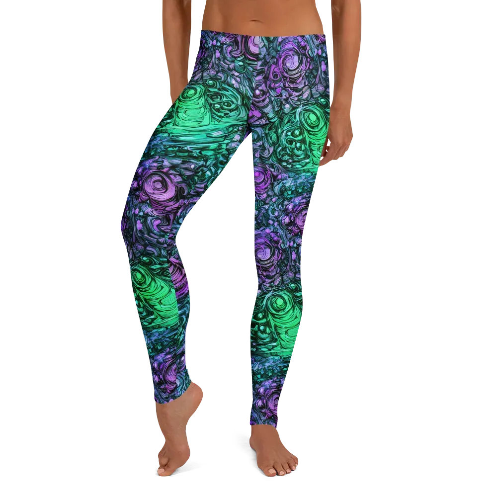 Neon Midnight Garden on Leggings — Front