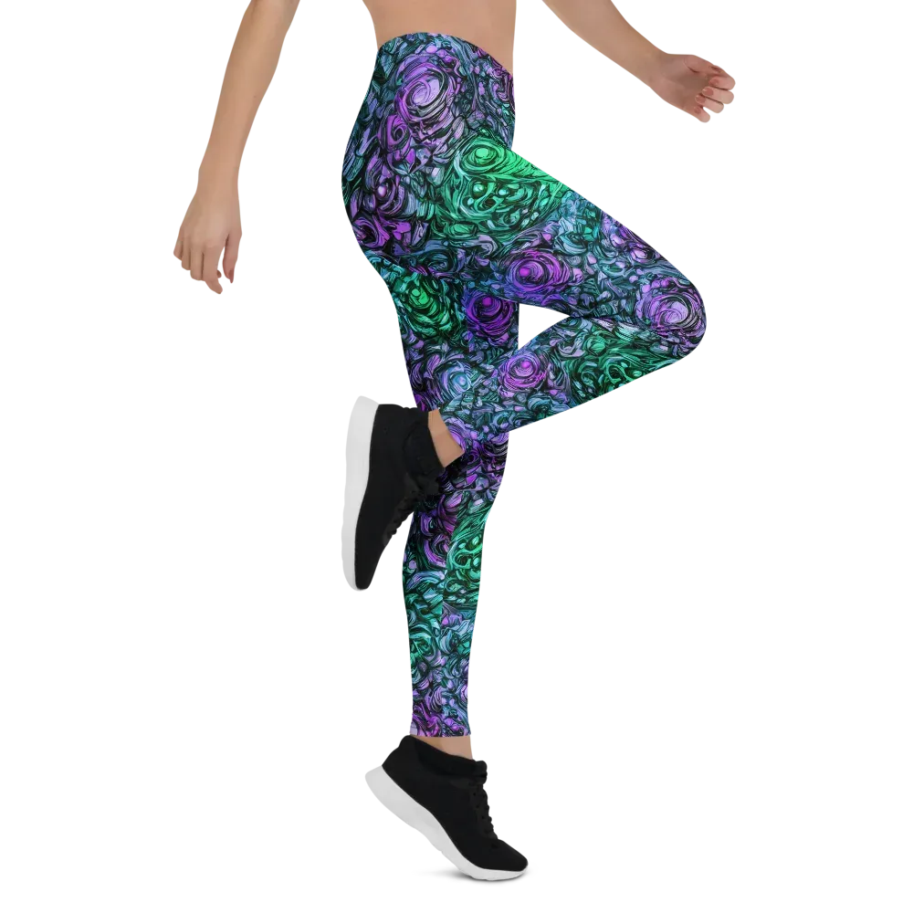 Neon Midnight Garden on Leggings — Right