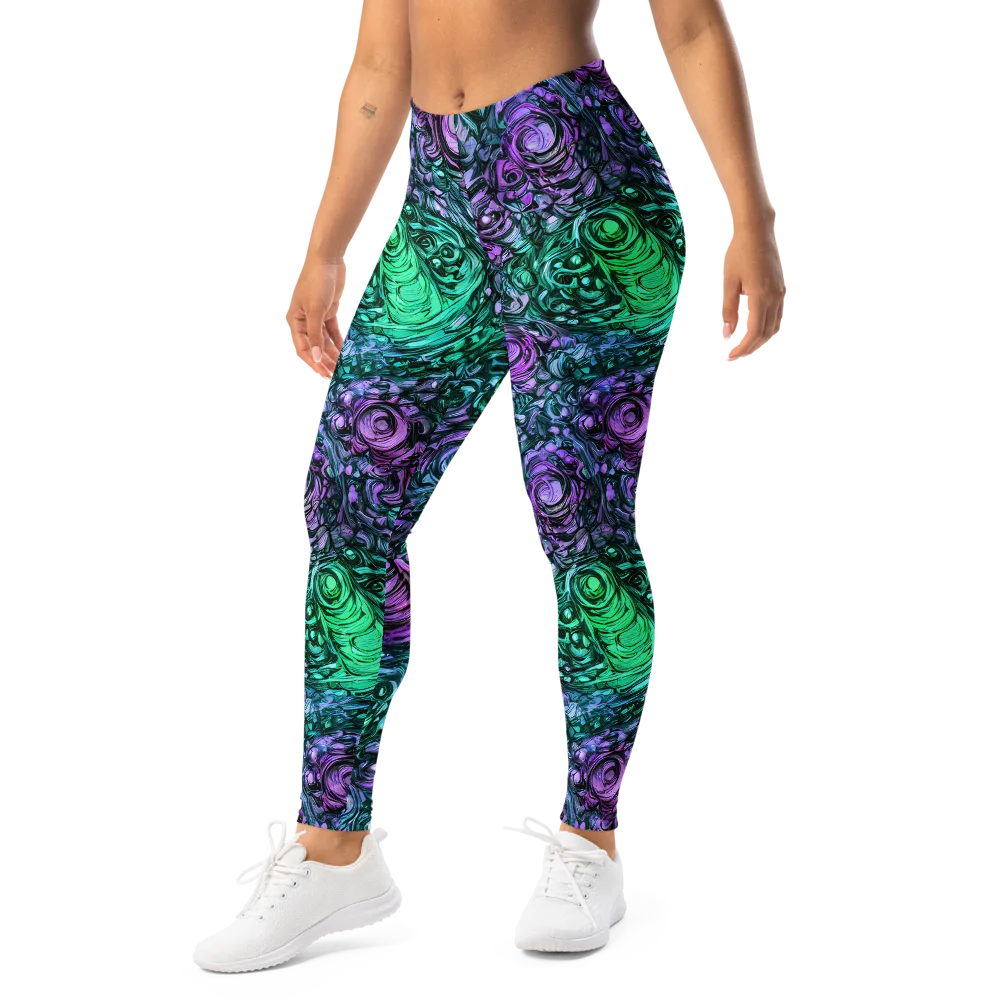 Neon Midnight Garden on Leggings — Left Front