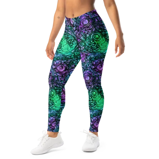 Neon Midnight Garden on a Leggings