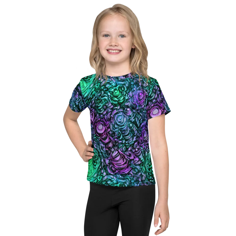 Neon Midnight Garden on Kids Crew Neck T-Shirt — Front