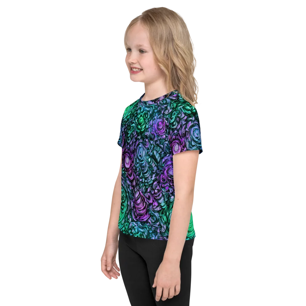 Neon Midnight Garden on Kids Crew Neck T-Shirt — Left