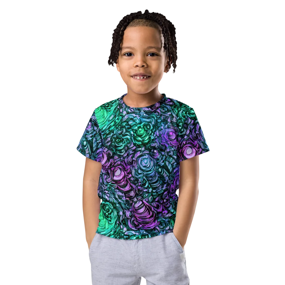 Neon Midnight Garden on Kids Crew Neck T-Shirt — Front