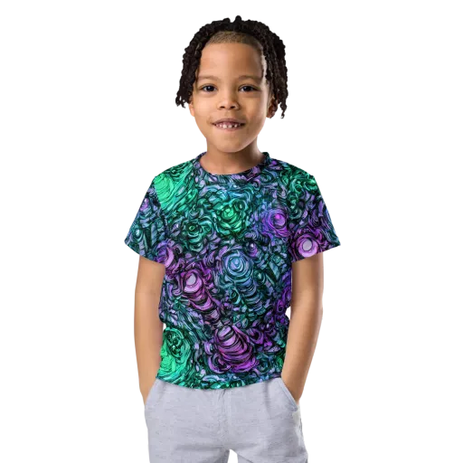 Neon Midnight Garden on a Kids Crew Neck T-Shirt