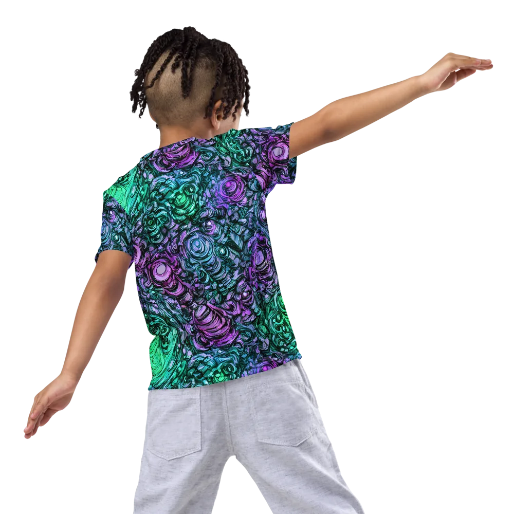 Neon Midnight Garden on Kids Crew Neck T-Shirt — Back