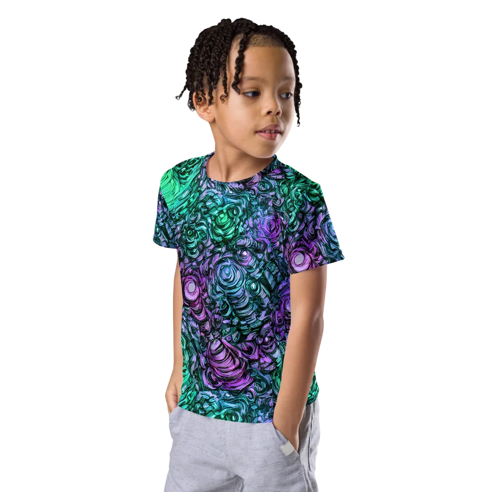 Neon Midnight Garden on Kids Crew Neck T-Shirt — Left Front