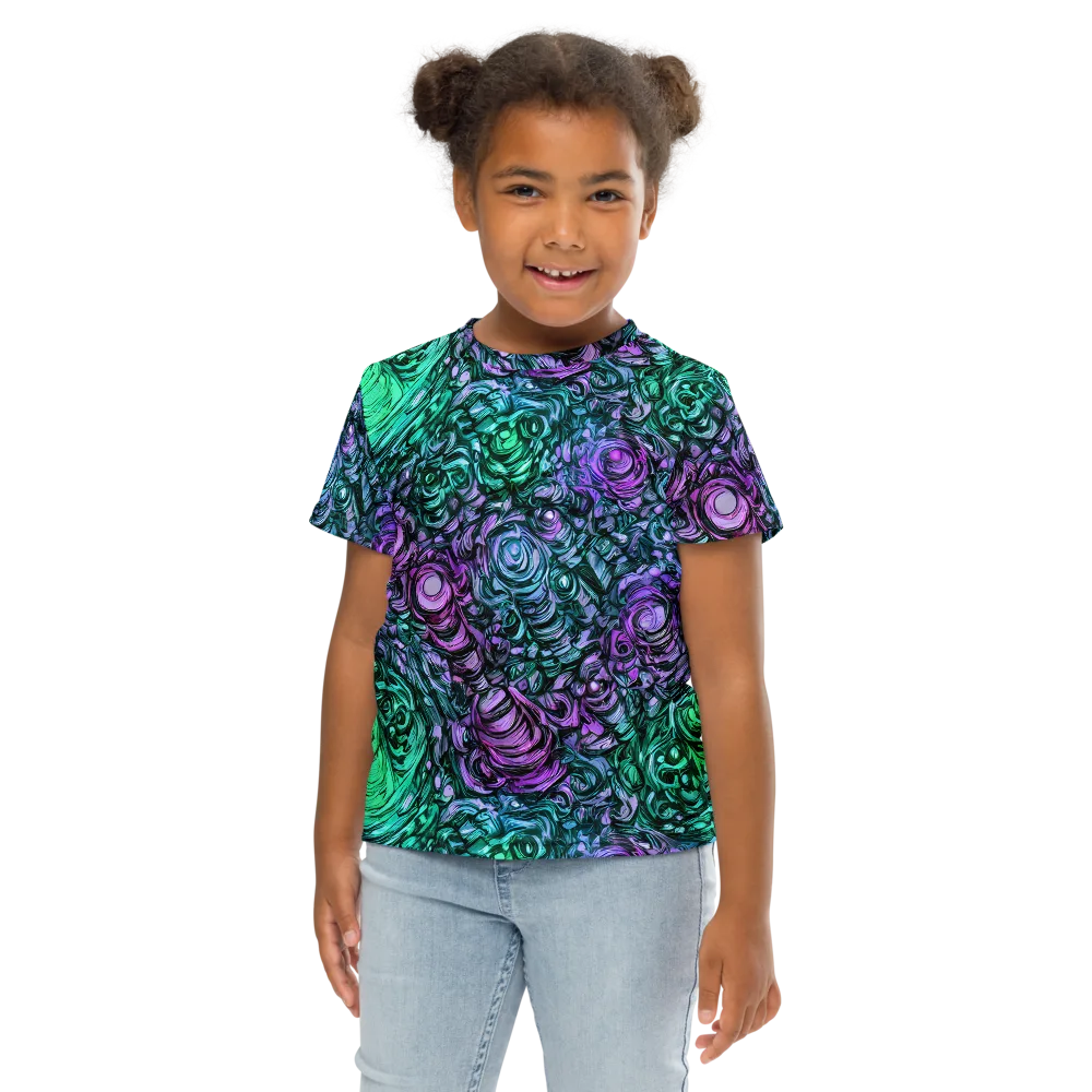 Neon Midnight Garden on Kids Crew Neck T-Shirt — Front