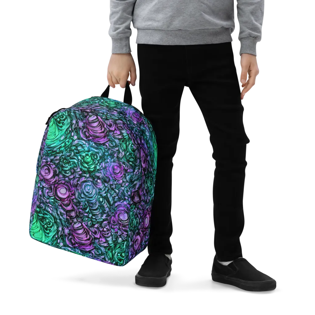 Neon Midnight Garden on Minimalist Backpack — Zoomed-in