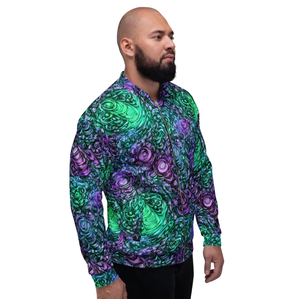 Neon Midnight Garden on Bomber Jacket — Right