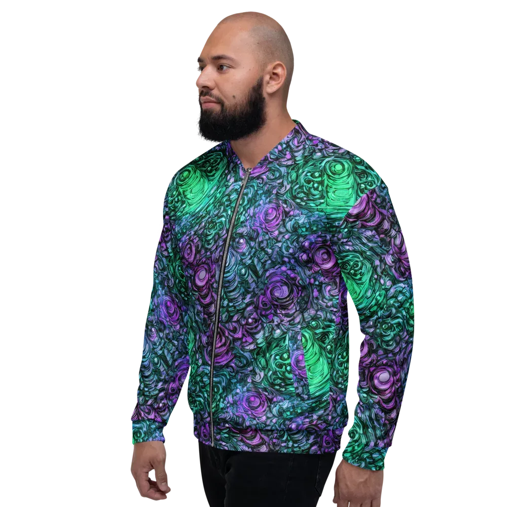Neon Midnight Garden on Bomber Jacket — Left