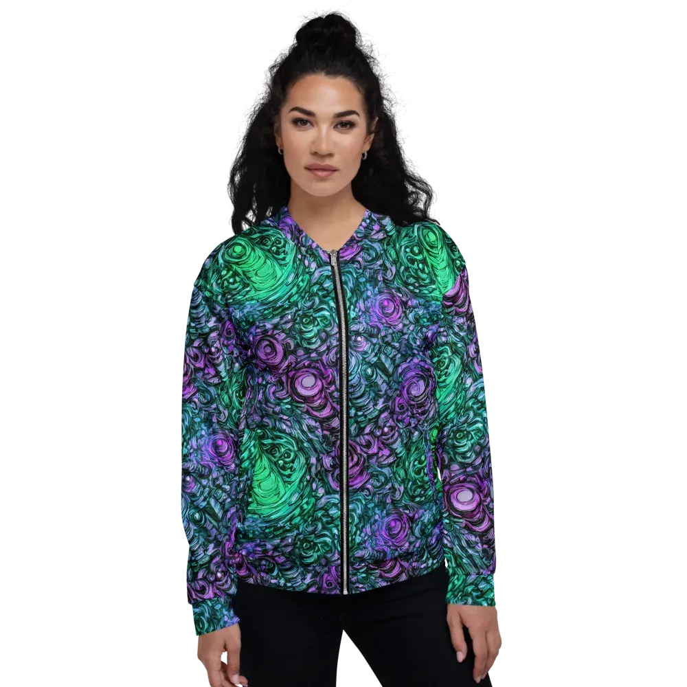 Neon Midnight Garden on Bomber Jacket — Front