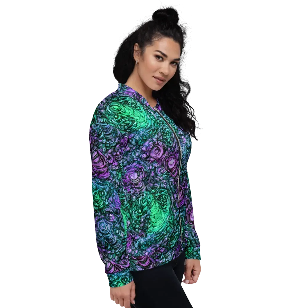 Neon Midnight Garden on Bomber Jacket — Right