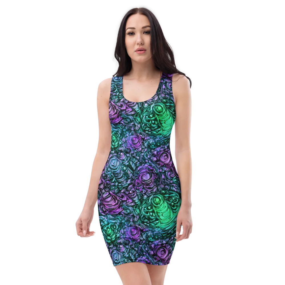 Neon Midnight Garden on Bodycon Dress — Front