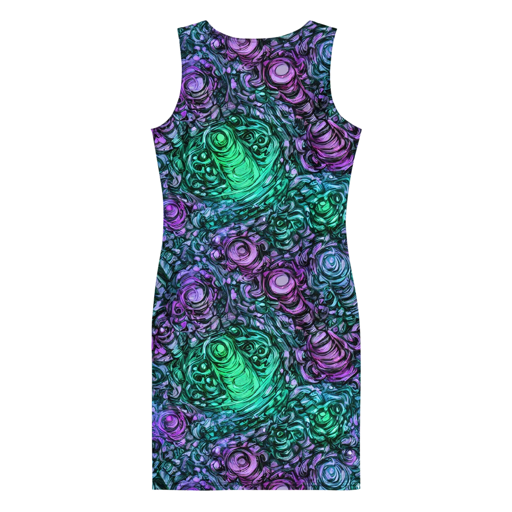 Neon Midnight Garden on Bodycon Dress — Back