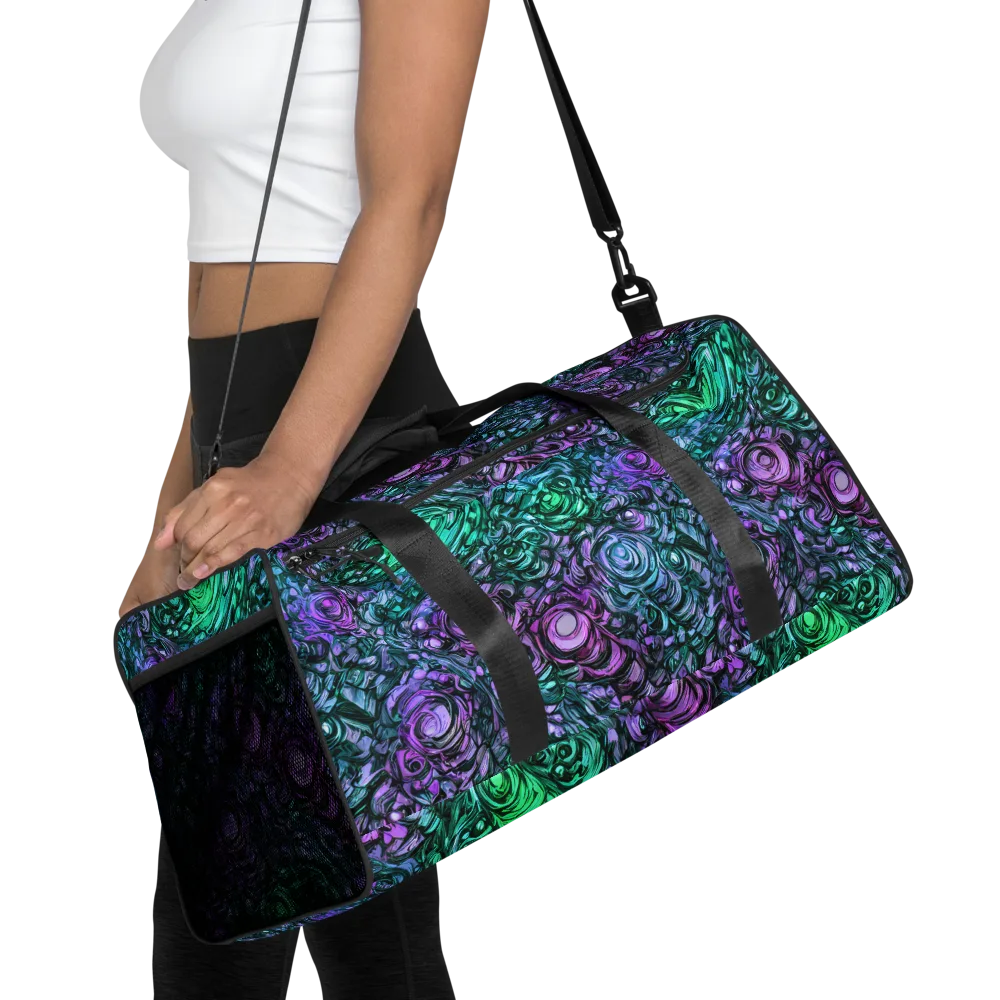Neon Midnight Garden on Duffle Bag — Front
