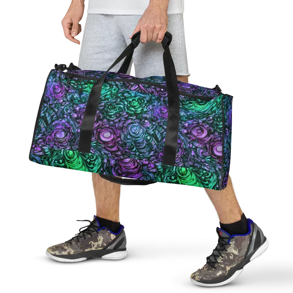 Neon Midnight Garden on Duffle Bag — Front