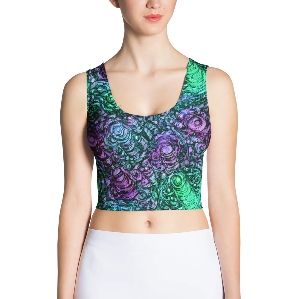 Neon Midnight Garden on Crop Top — Front