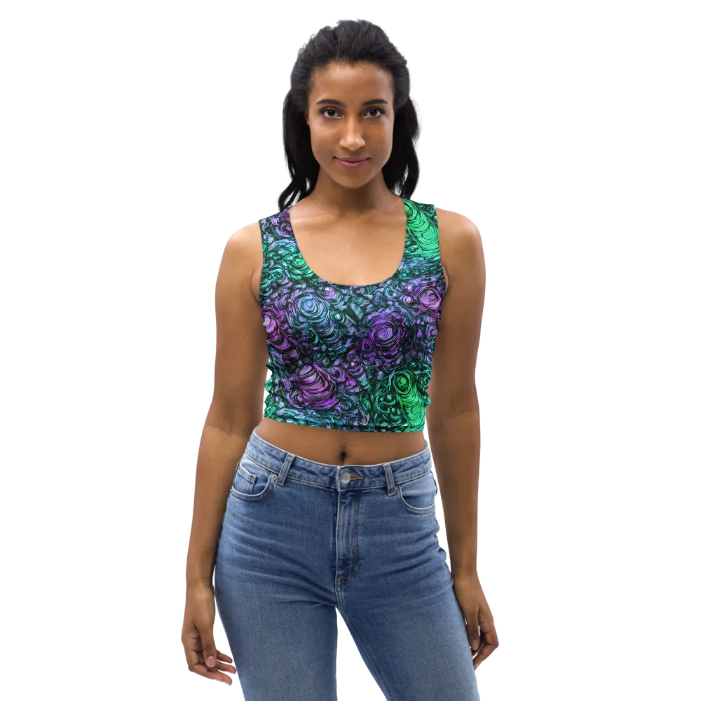 Neon Midnight Garden on Crop Top — Front