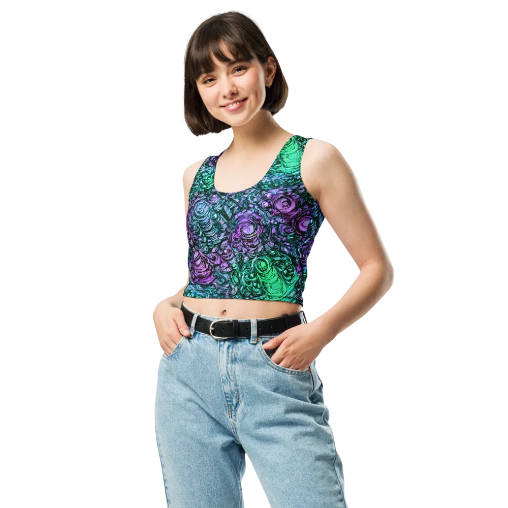 Neon Midnight Garden on Crop Top — Front