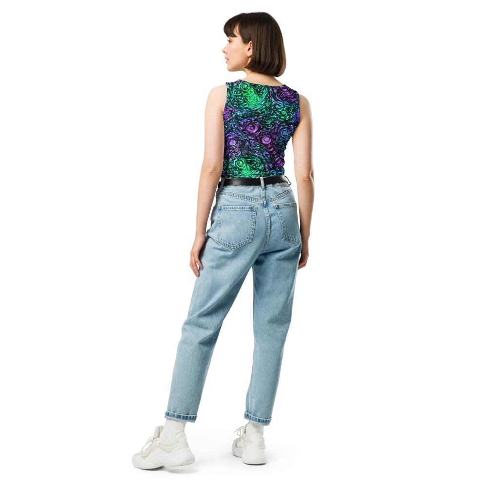 Neon Midnight Garden on Crop Top — Back
