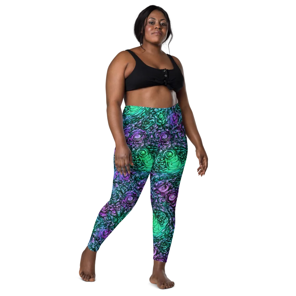 Neon Midnight Garden on Leggings with Pockets — Front