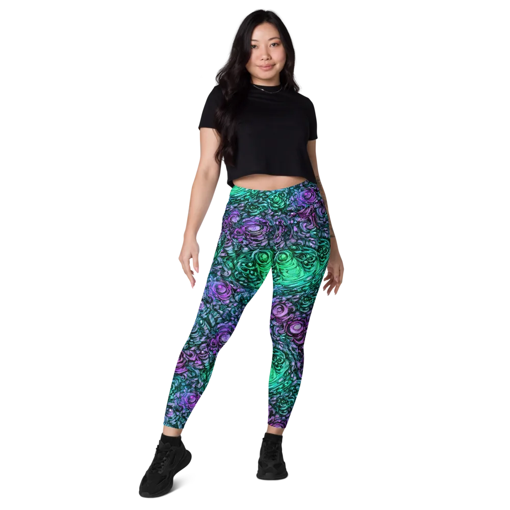 Neon Midnight Garden on Leggings with Pockets — Front