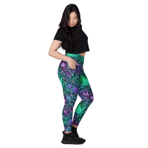 Neon Midnight Garden on a Leggings with Pockets