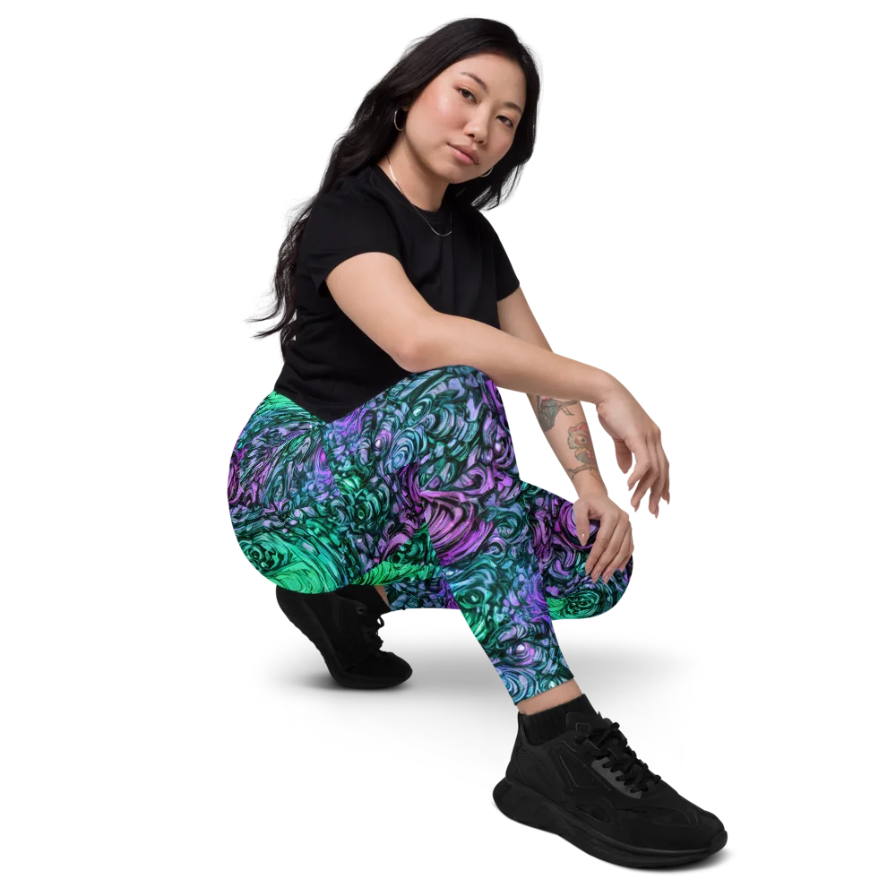Neon Midnight Garden on Leggings with Pockets — Right Front