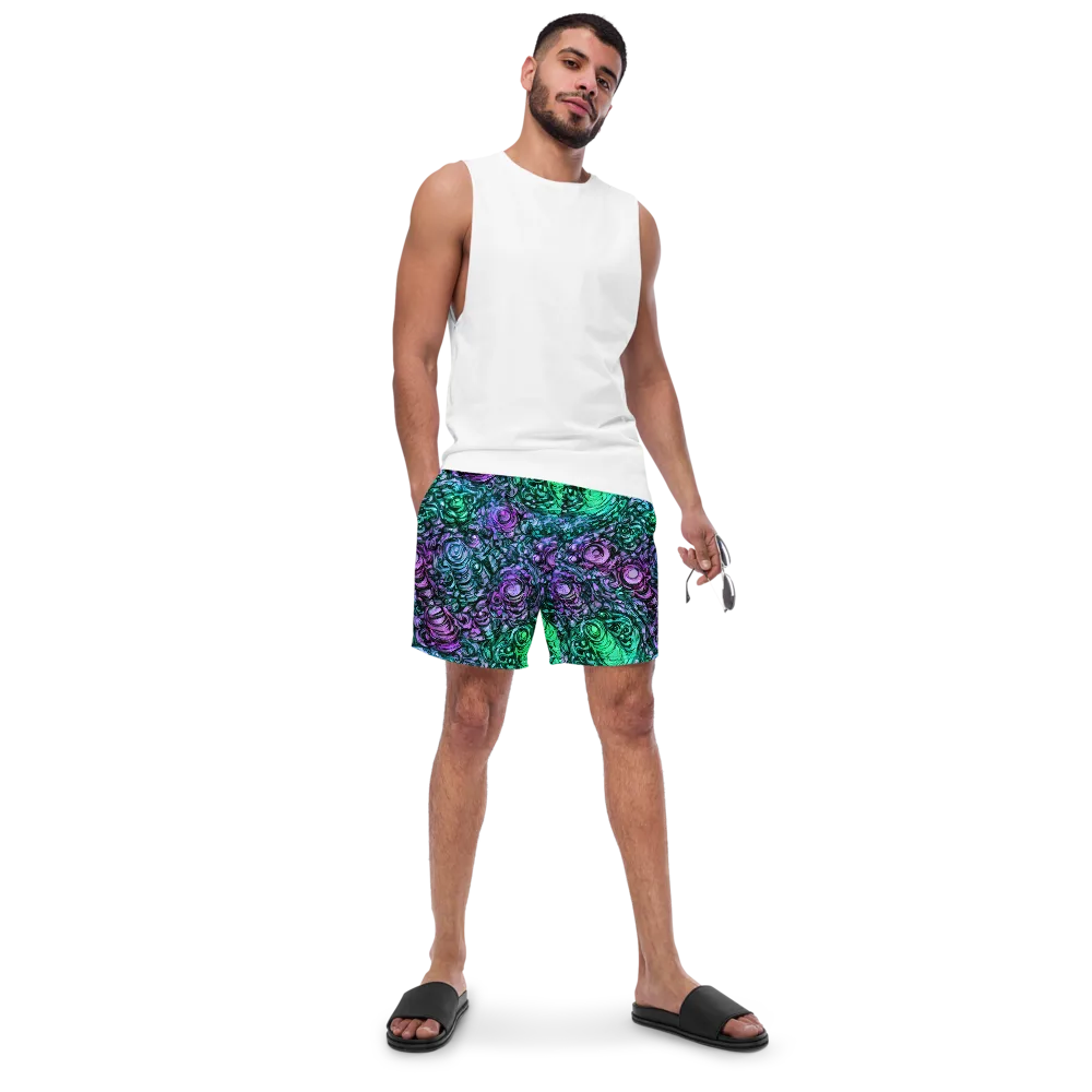 Neon Midnight Garden on Swim Trunks — Front