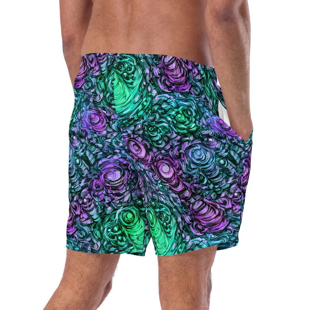 Neon Midnight Garden on Swim Trunks — Right Back