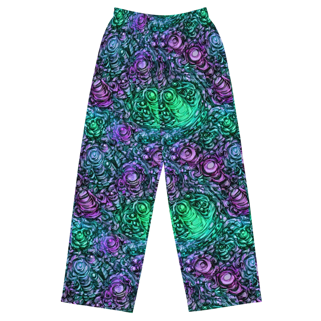 Neon Midnight Garden on Wide-Leg Pants — Front