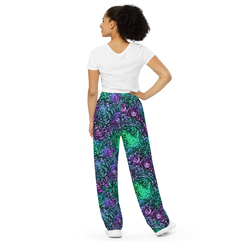 Neon Midnight Garden on Wide-Leg Pants — Back