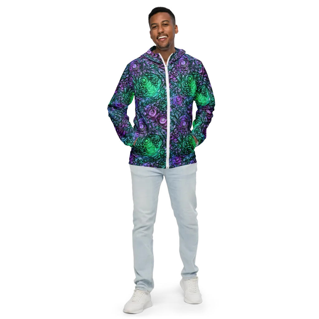 Neon Midnight Garden on Men's Windbreaker — Front