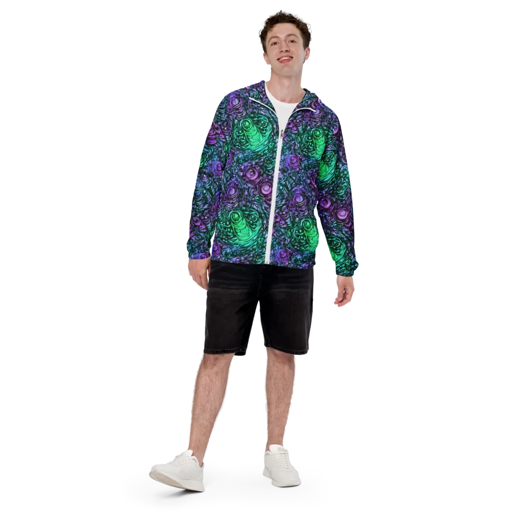 Neon Midnight Garden on Men's Windbreaker — Front