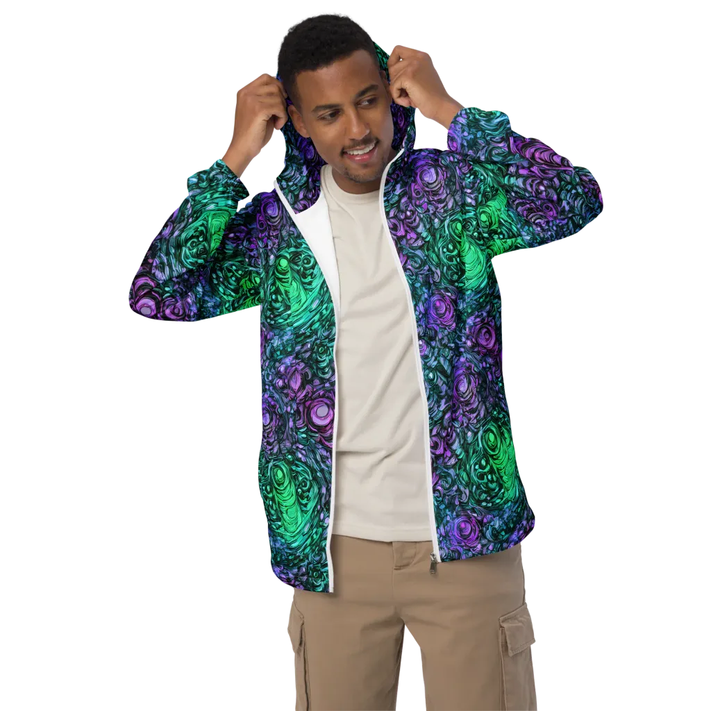 Neon Midnight Garden on Men's Windbreaker — Front