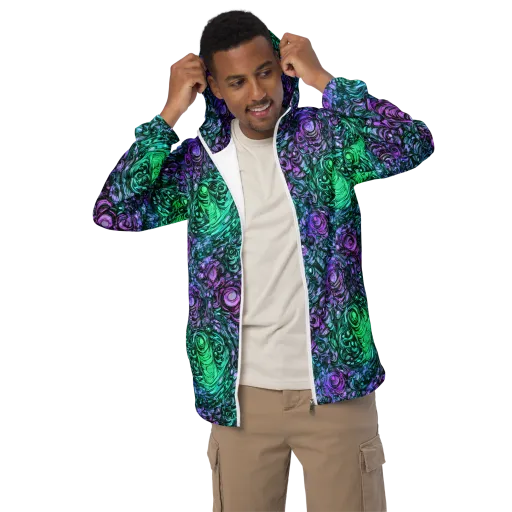 Neon Midnight Garden on a Men's Windbreaker