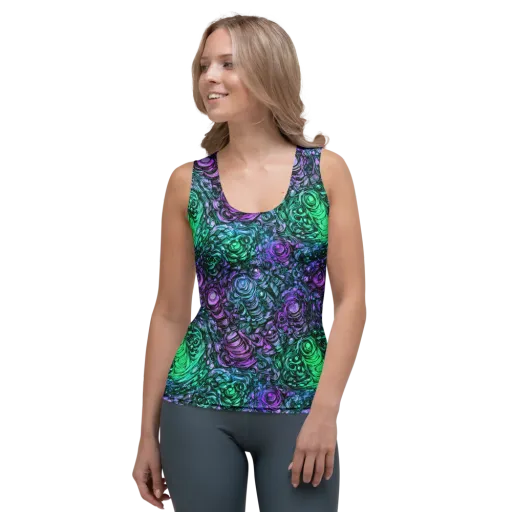 Neon Midnight Garden on a Women's Tank Top