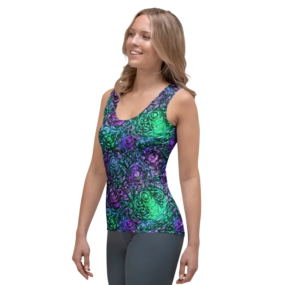 Neon Midnight Garden on Women's Tank Top — Left Front