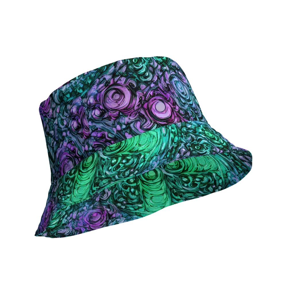 Neon Midnight Garden on Reversible Bucket Hat — Product details Outside