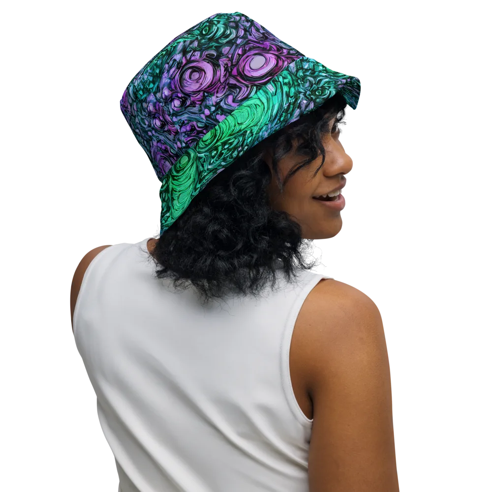 Neon Midnight Garden on Reversible Bucket Hat — Right Outside