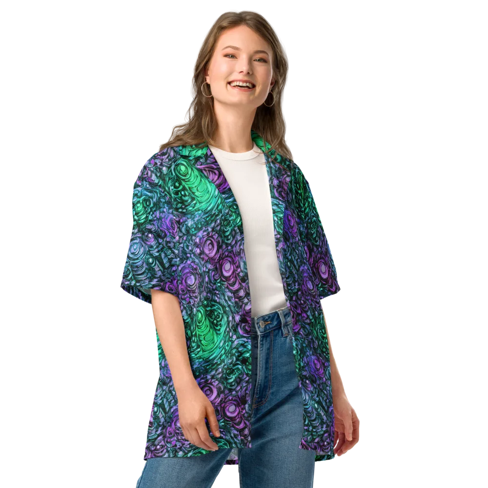 Neon Midnight Garden on Button Shirt — Front