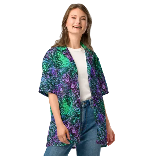 Neon Midnight Garden on a Button Shirt