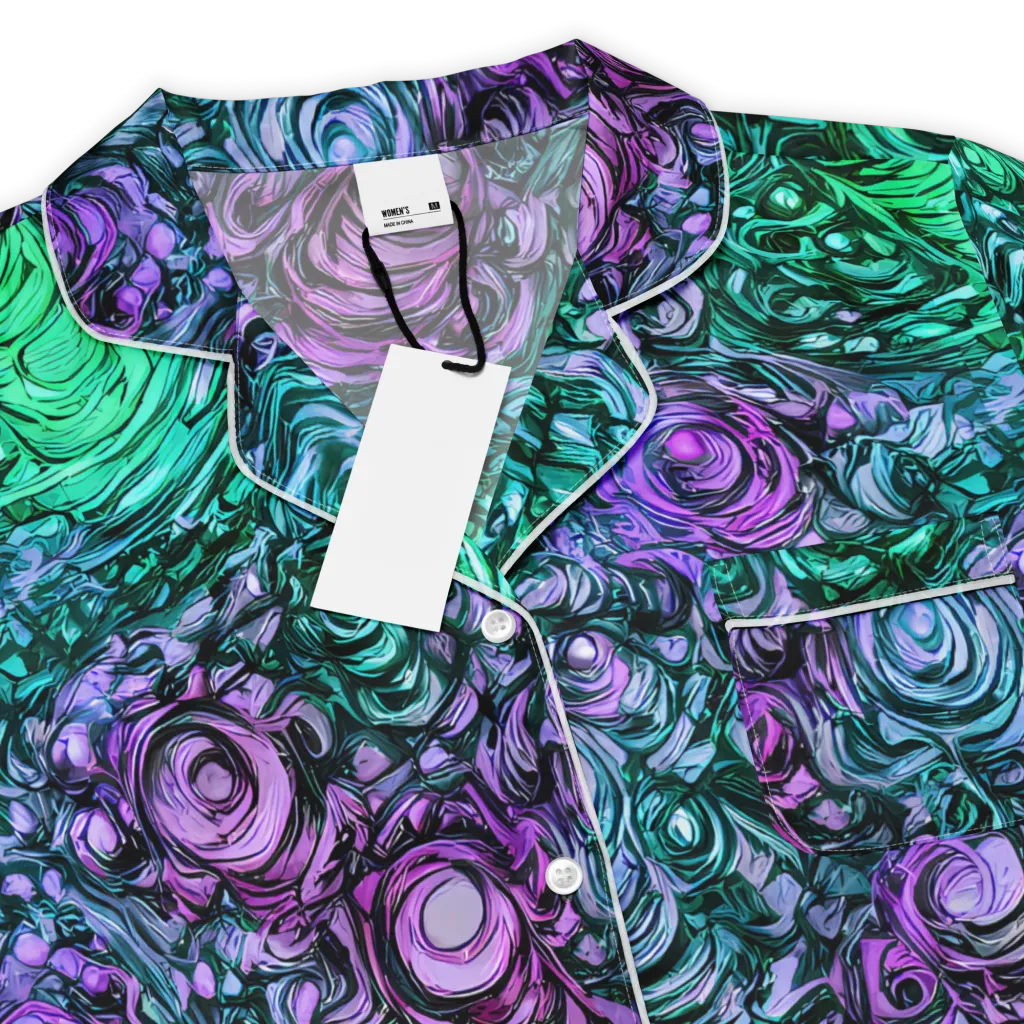 Neon Midnight Garden on Women's Short Sleeve Pajama Top — Product details